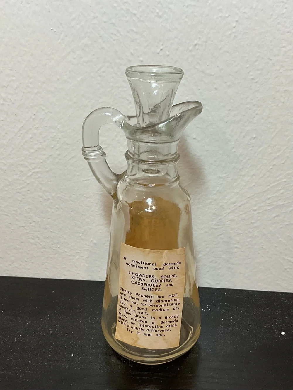Vintage Hot-Concentrated Sherry Peppers Glass Cruet - Clear